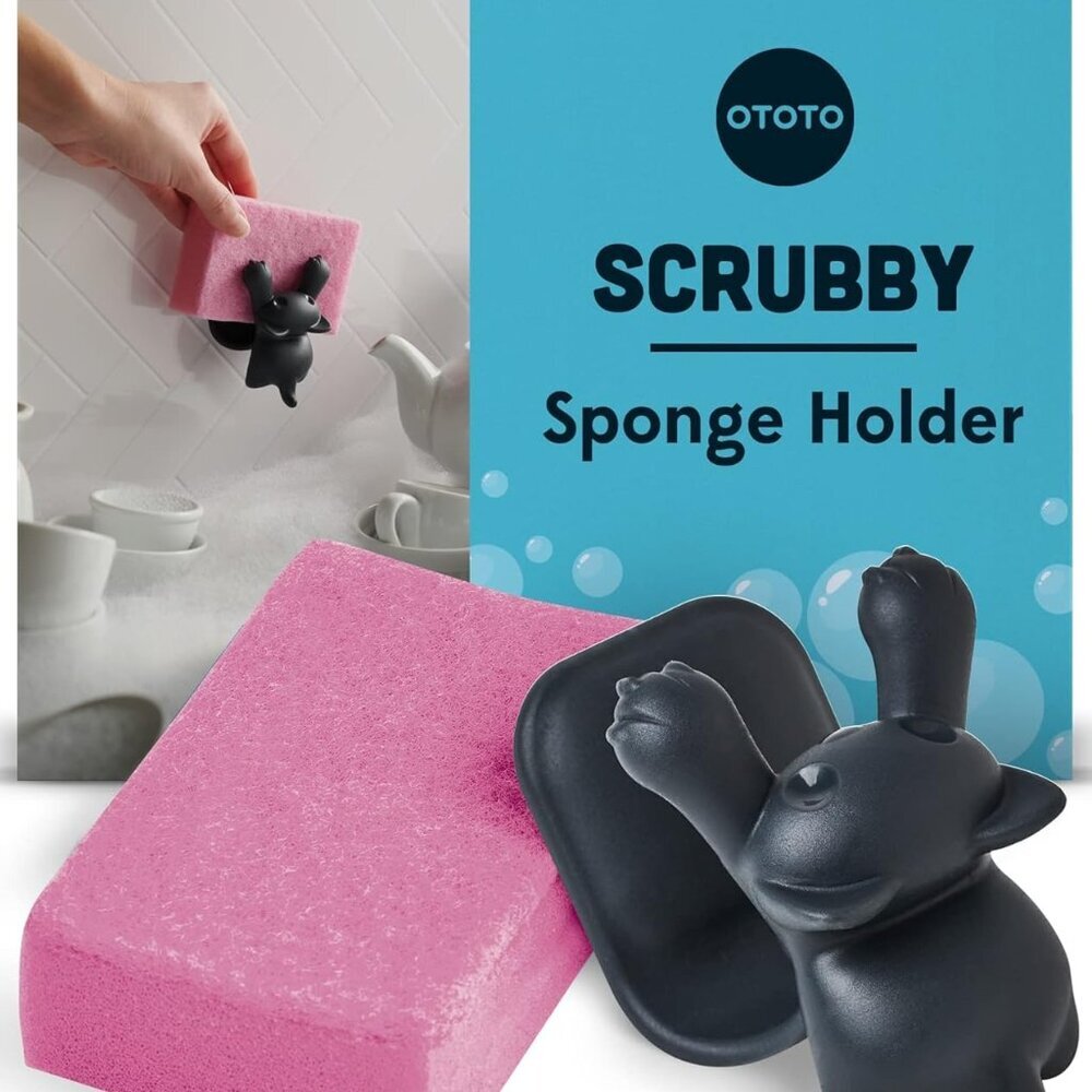 Scrubby Cute Cat Sponge Holder for Kitchen Sink - Dishwasher Safe Dish Organizer